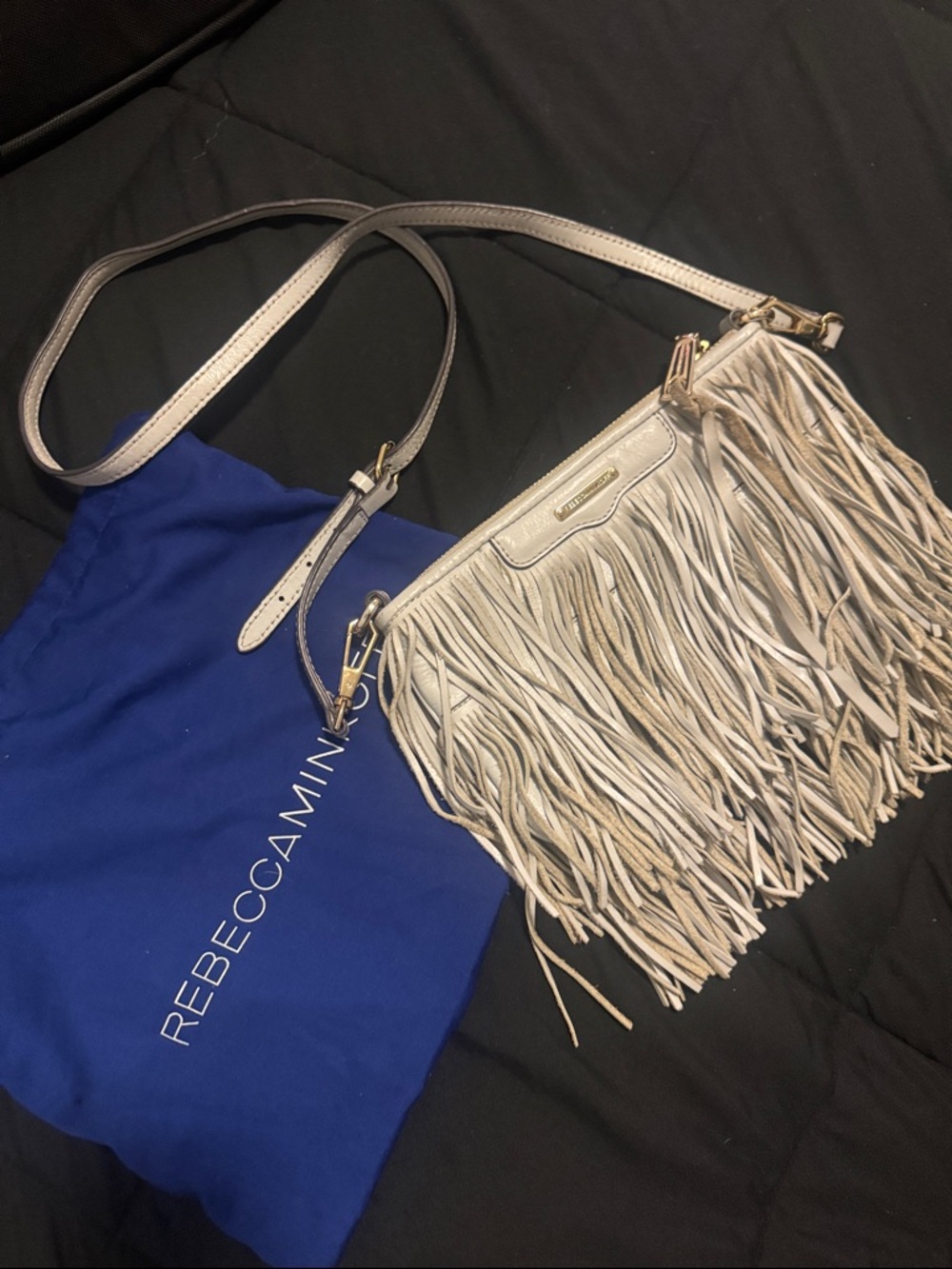 Rebecca Minkoff Light Grey Fringe Crossbody Bag